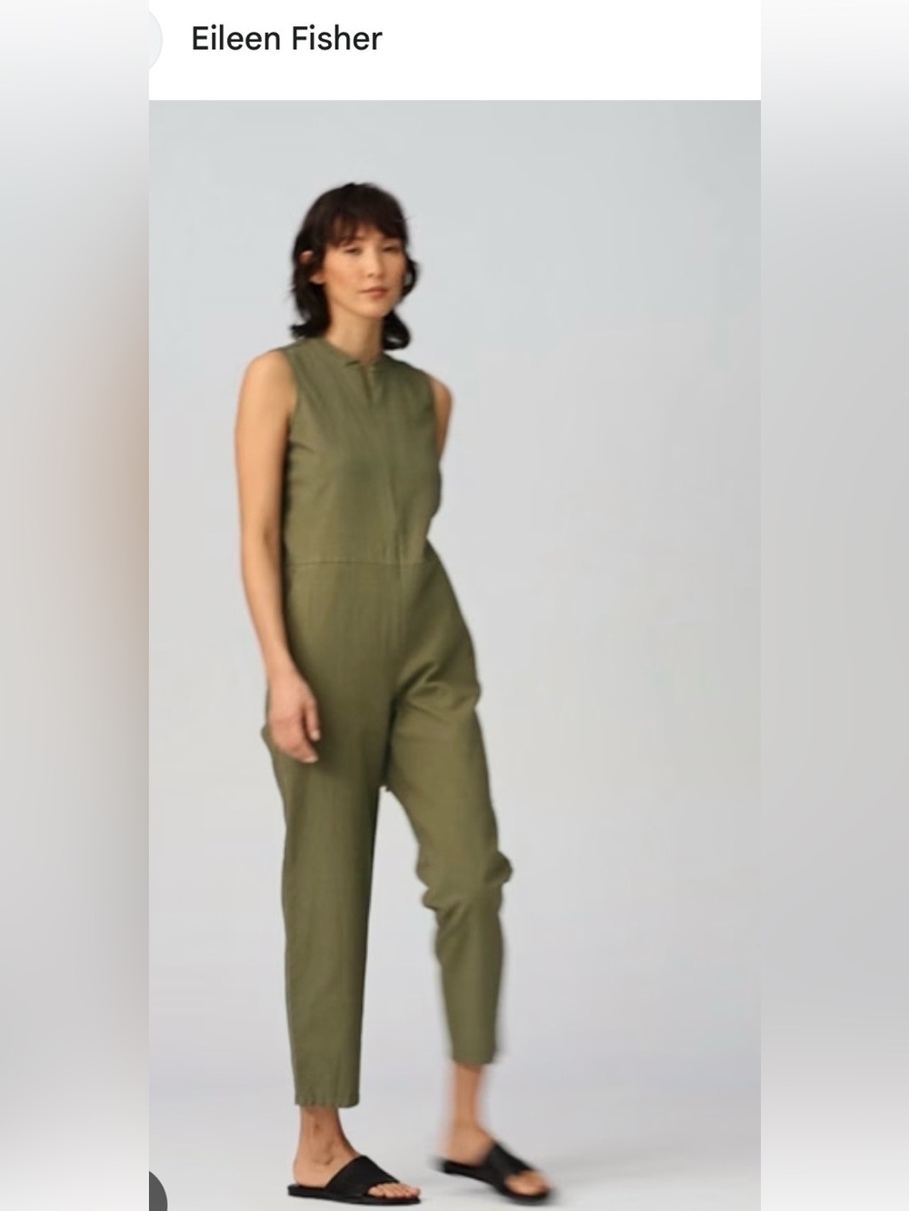 Eileen Fisher Olive Sleeveless Utility Jumpsuit